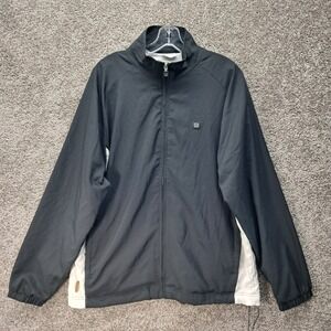 Wilson Mens Windbreaker Jacket Black White Full Zip Mesh Lined Athletic Size L